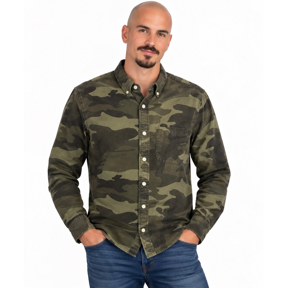 Abercrombie & Fitch Mens Camo Button Down Shirt Green Camouflage S 125S0018